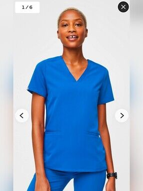 Figs Casma Scrub Top Royal Blue Small